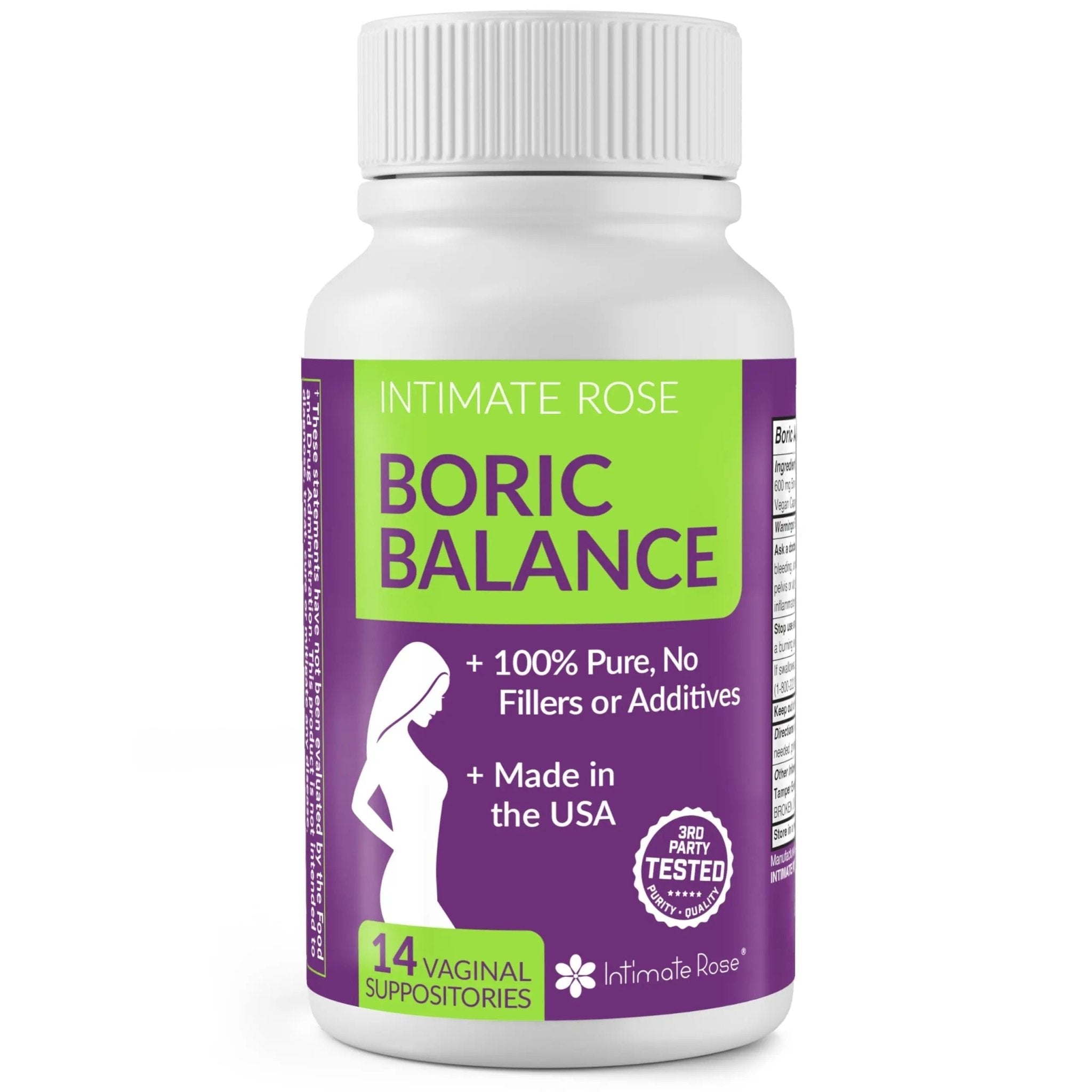 Intimate Rose Boric Acid Vaginal Suppositories, 14 Count for Feminine Deodorizing & Freshness - Vegan Capsules - TrustMedUSA
