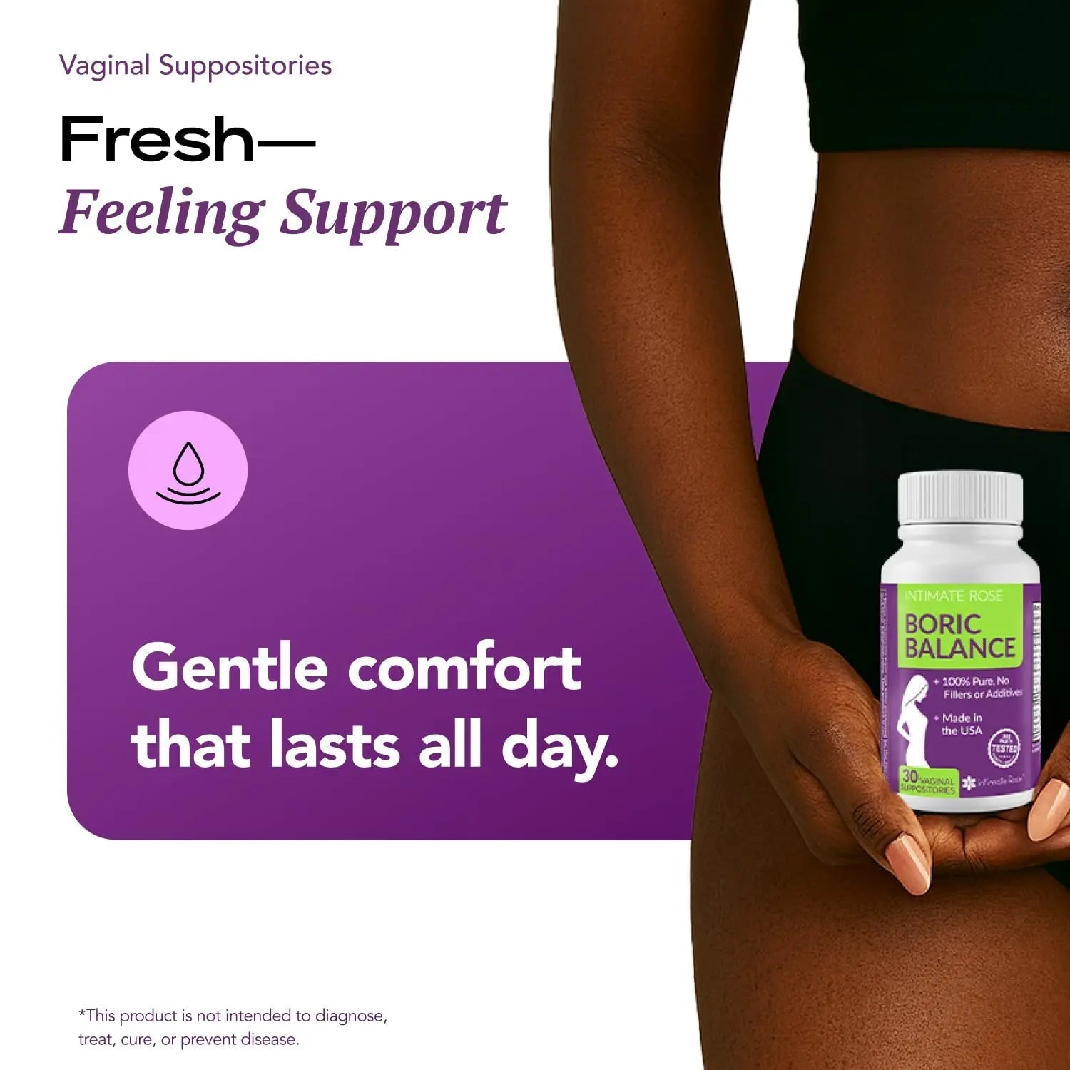 Intimate Rose Boric Acid Vaginal Suppositories, 14 Count for Feminine Deodorizing & Freshness - Vegan Capsules - TrustMedUSA
