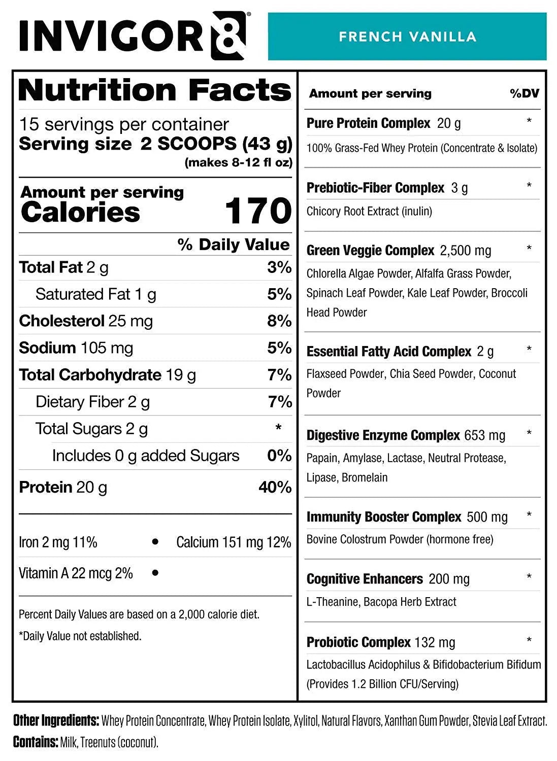 INVIGOR8 Superfood Grass Fed Whey Protein Isolate Shake French Vanilla Gluten-Free - TrustMedUSA