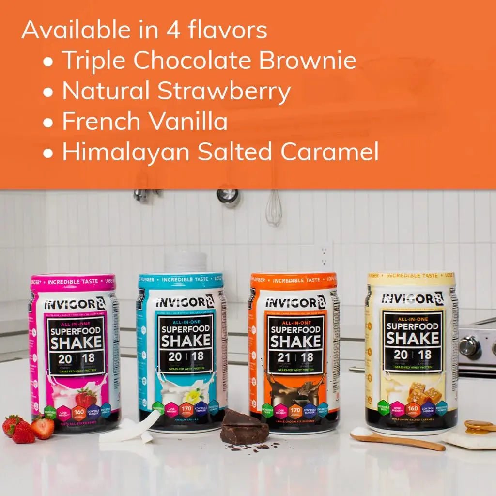 INVIGOR8 Superfood Grass Fed Whey Protein Isolate Shake Himalayan Salted Caramel - TrustMedUSA