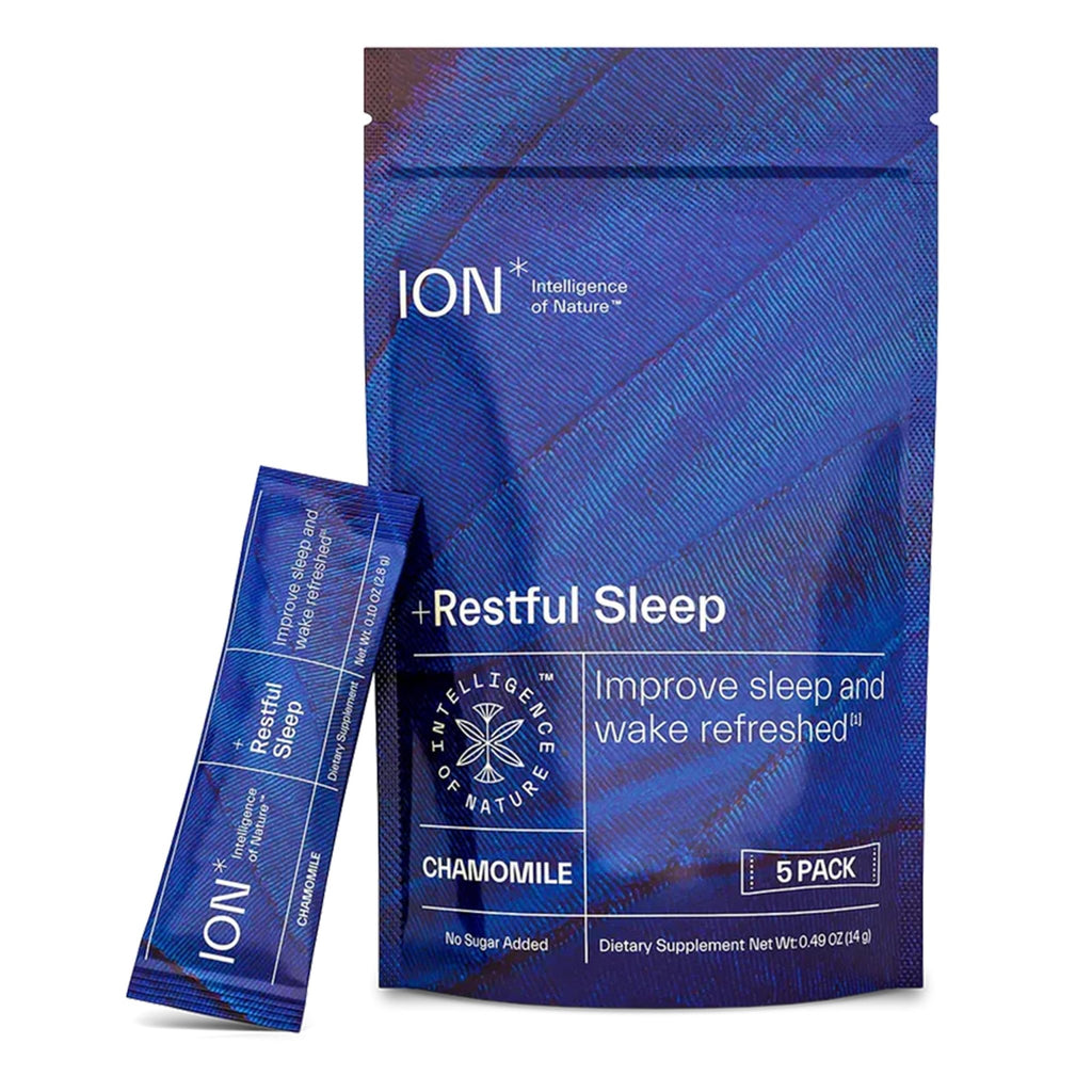 ION* Intelligence of Nature Restful Sleep - Ashwagandha Calm Sleep Aid Powder Drink Mix for Restful Night with Magnesium and L Theanine for Women and Men - 5 Packets - TrustMedUSA