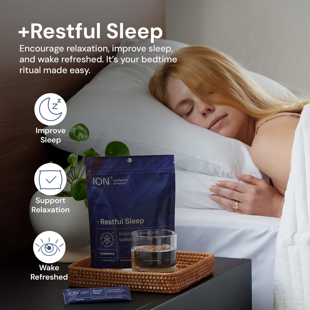 ION* Intelligence of Nature Restful Sleep - Ashwagandha Calm Sleep Aid Powder Drink Mix for Restful Night with Magnesium and L Theanine for Women and Men - 5 Packets - TrustMedUSA