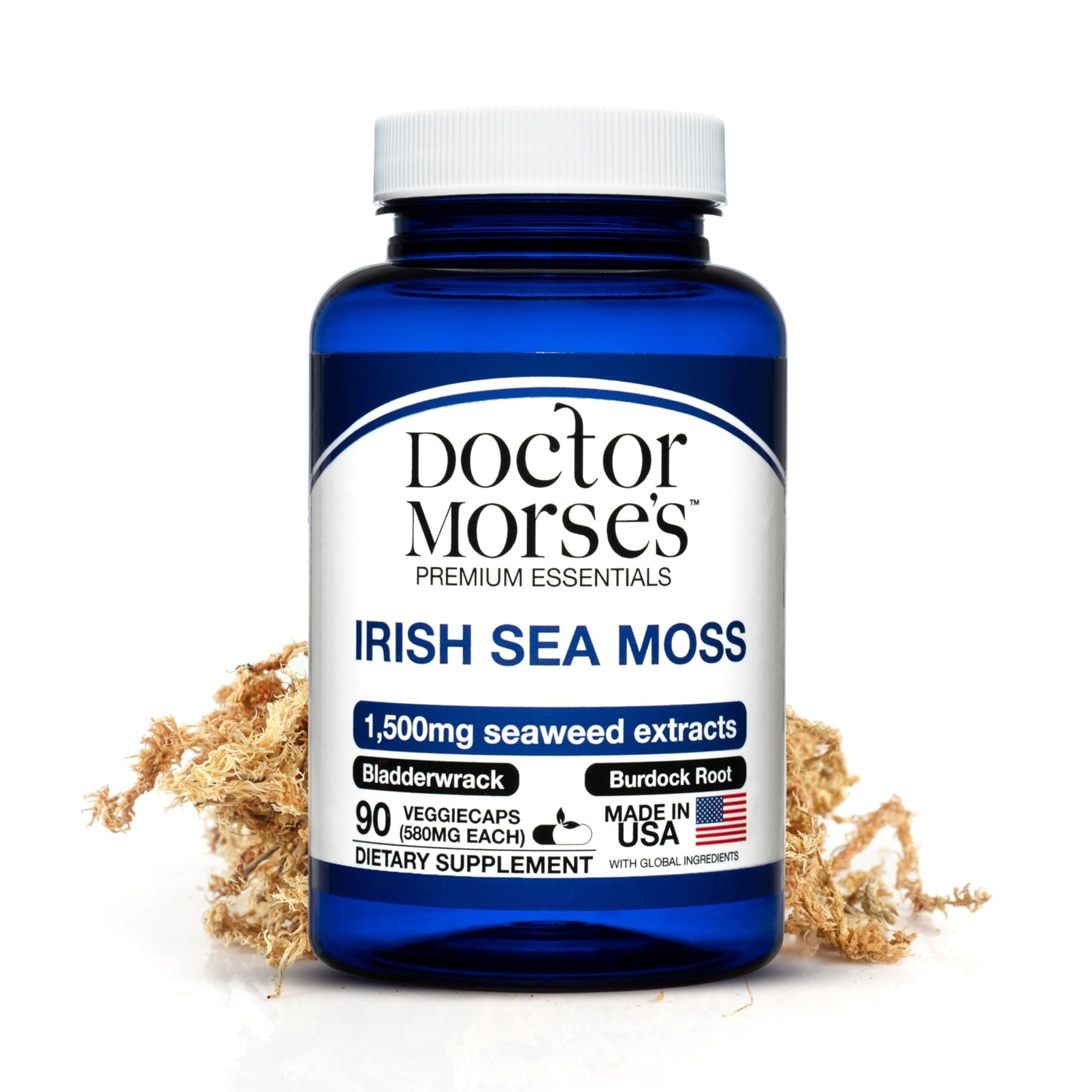 Irish Sea Moss Advanced Supplement Capsules 1500mg, Ultra Potent Seamoss Advanced with Bladderwrack & Burdock Root, Made in FDA-Registered, NSF-Certified Facility, Overall Health Support, 90 Capsules - TrustMedUSA