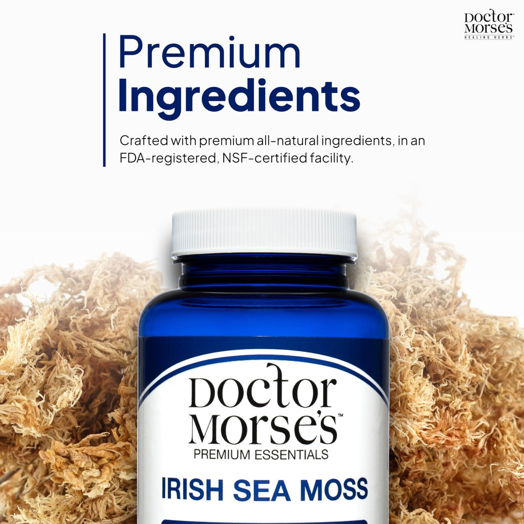Irish Sea Moss Advanced Supplement Capsules 1500mg, Ultra Potent Seamoss Advanced with Bladderwrack & Burdock Root, Made in FDA-Registered, NSF-Certified Facility, Overall Health Support, 90 Capsules - TrustMedUSA