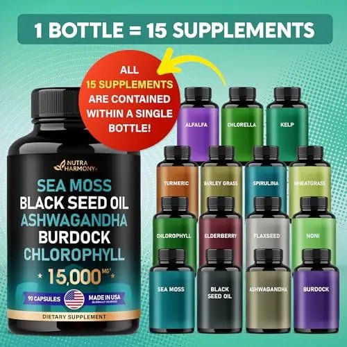 Irish Sea Moss | Black Seed Oil | Ashwagandha | Burdock | Chlorophyll | Supergreens - TrustMedUSA