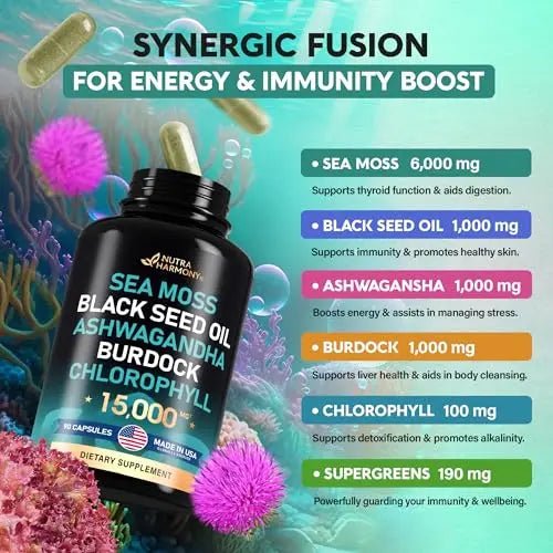 Irish Sea Moss | Black Seed Oil | Ashwagandha | Burdock | Chlorophyll | Supergreens - TrustMedUSA