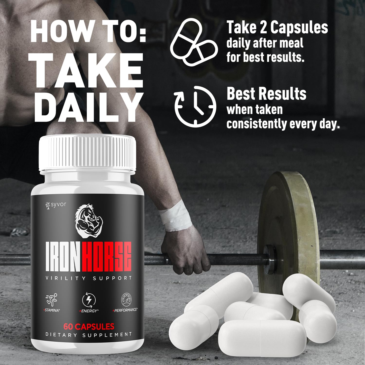 Iron Horse Supplement Pills, Official Iron Horse Pills for Men with All Natural Ingredients, Advanced IronHorse Capsules Designed to Support Health and Wellness with Premium Vitamins (60 Capsules) - TrustMedUSA