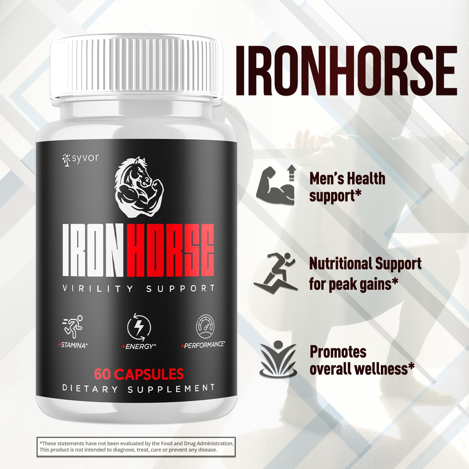Iron Horse Supplement Pills, Official Iron Horse Pills for Men with All Natural Ingredients, Advanced IronHorse Capsules Designed to Support Health and Wellness with Premium Vitamins (60 Capsules) - TrustMedUSA