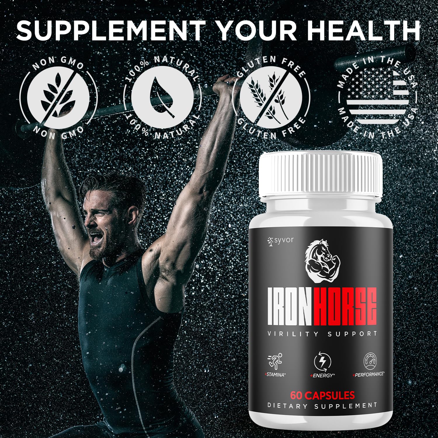Iron Horse Supplement Pills, Official Iron Horse Pills for Men with All Natural Ingredients, Advanced IronHorse Capsules Designed to Support Health and Wellness with Premium Vitamins (60 Capsules) - TrustMedUSA