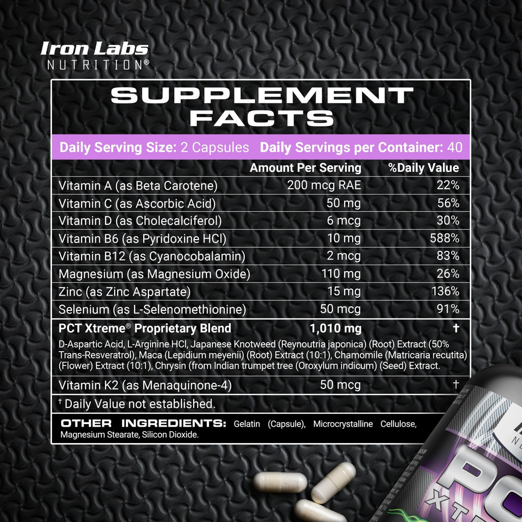 Iron Labs Nutrition PCT Xtreme - PCT Supplement for Men - 30 Day Course - Post Cycle Support Booster (80 Capsules) - TrustMedUSA