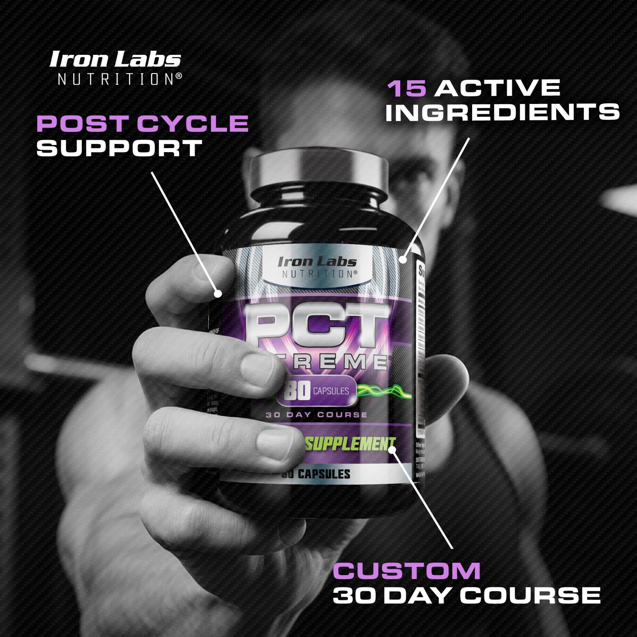 Iron Labs Nutrition PCT Xtreme - PCT Supplement for Men - 30 Day Course - Post Cycle Support Booster (80 Capsules) - TrustMedUSA