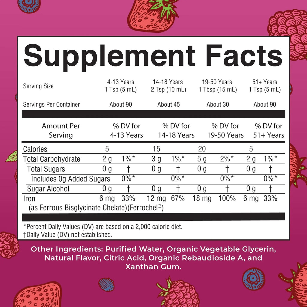 Iron Supplement for Women Men & Kids | Liquid Iron Supplement for Women Men & Kids | Iron for Healthy Blood & Oxygen | Ages 4 & Up | Sugar Free | Vegan | Non-GMO | Gluten Free | 15.22 Fl Oz - TrustMedUSA