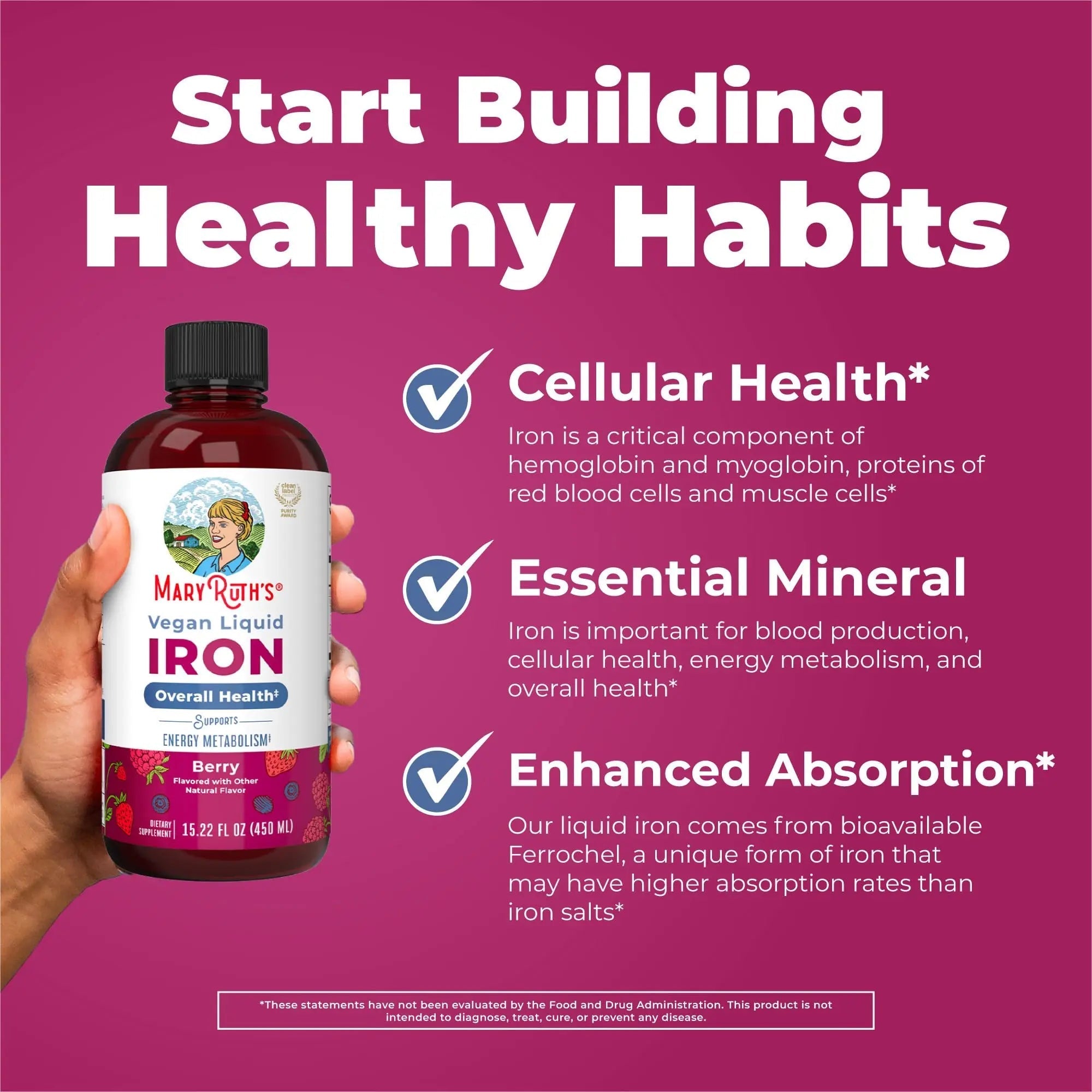 Iron Supplement for Women Men & Kids | Liquid Iron Supplement for Women Men & Kids | Iron for Healthy Blood & Oxygen | Ages 4 & Up | Sugar Free | Vegan | Non-GMO | Gluten Free | 15.22 Fl Oz - TrustMedUSA