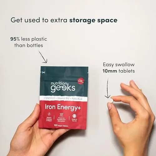 Iron Tablets High Strength Tablets with Vitamin C, B12 & Folic Acid - 120 Vegan Supplement - TrustMedUSA