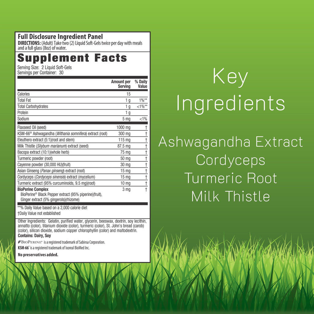 Irwin Naturals Extra Strength Ashwagandha - 60 Liquid Softgels - Helps Boost Physical & Mental Performance - with Turmeric & Milk Thistle - TrustMedUSA