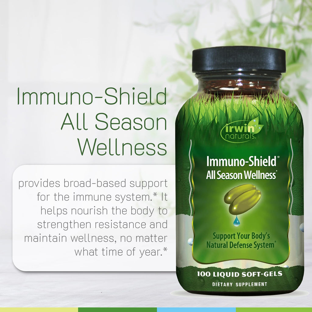 Irwin Naturals Immuno-Shield All Season Wellness for Body's Natural Defense System - 100 Liquid Softgels (2 Pack) - TrustMedUSA