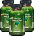 Irwin Naturals Men's Living Green Liquid-Gel Multi - 70 Essential Nutrients, Full-Spectrum Vitamin Supplements for Men, Wholefood Blend - Promotes Brain & Adrenal Support - 120 Soft-Gels (3 Pack) - TrustMedUSA