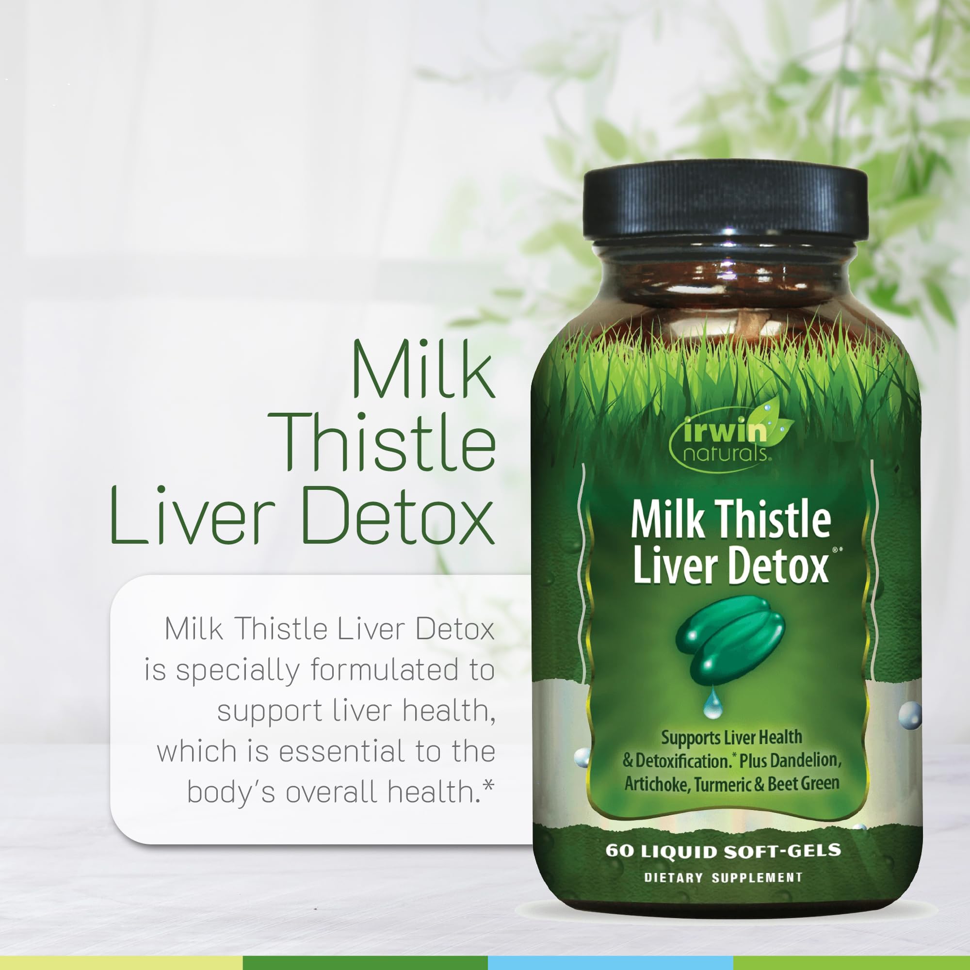 Irwin Naturals Milk Thistle Liver Detox - 60 Liquid Soft-Gels, Pack of 2 - Supports Liver Health with Dandelion, Artichoke, Turmeric & Green Beet Root - 60 Total Servings - TrustMedUSA