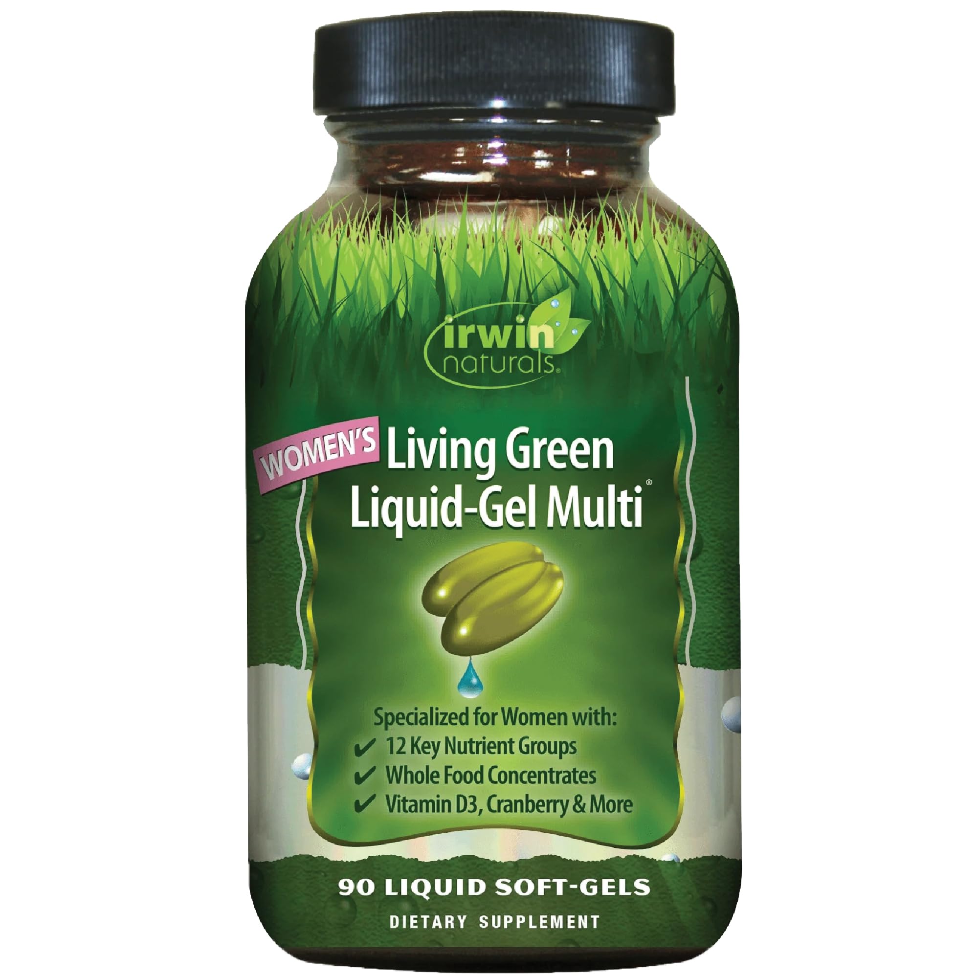 Irwin Naturals Women’s Living Green Liquid-Gel Multi - Whole Food Multivitamin for Women with 70 Nutrients, Omega Oils & Greens Blend - Liquid Soft-Gels with BioPerine® for Absorption - 120 Count - TrustMedUSA