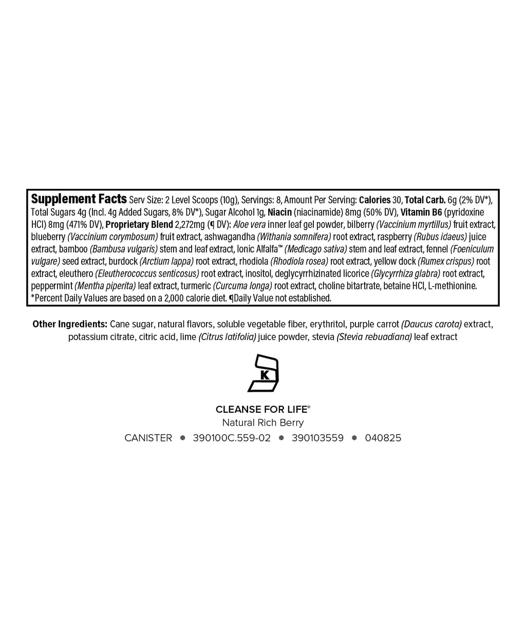 Isagenix Cleanse for Life - Powder Supplement for Cleanse Drink with No Laxatives or Diuretics - Support Metabolism with Vitamin B12 & Niacin - Natural Rich Berry -3.4 Oz (16 Servings) - TrustMedUSA