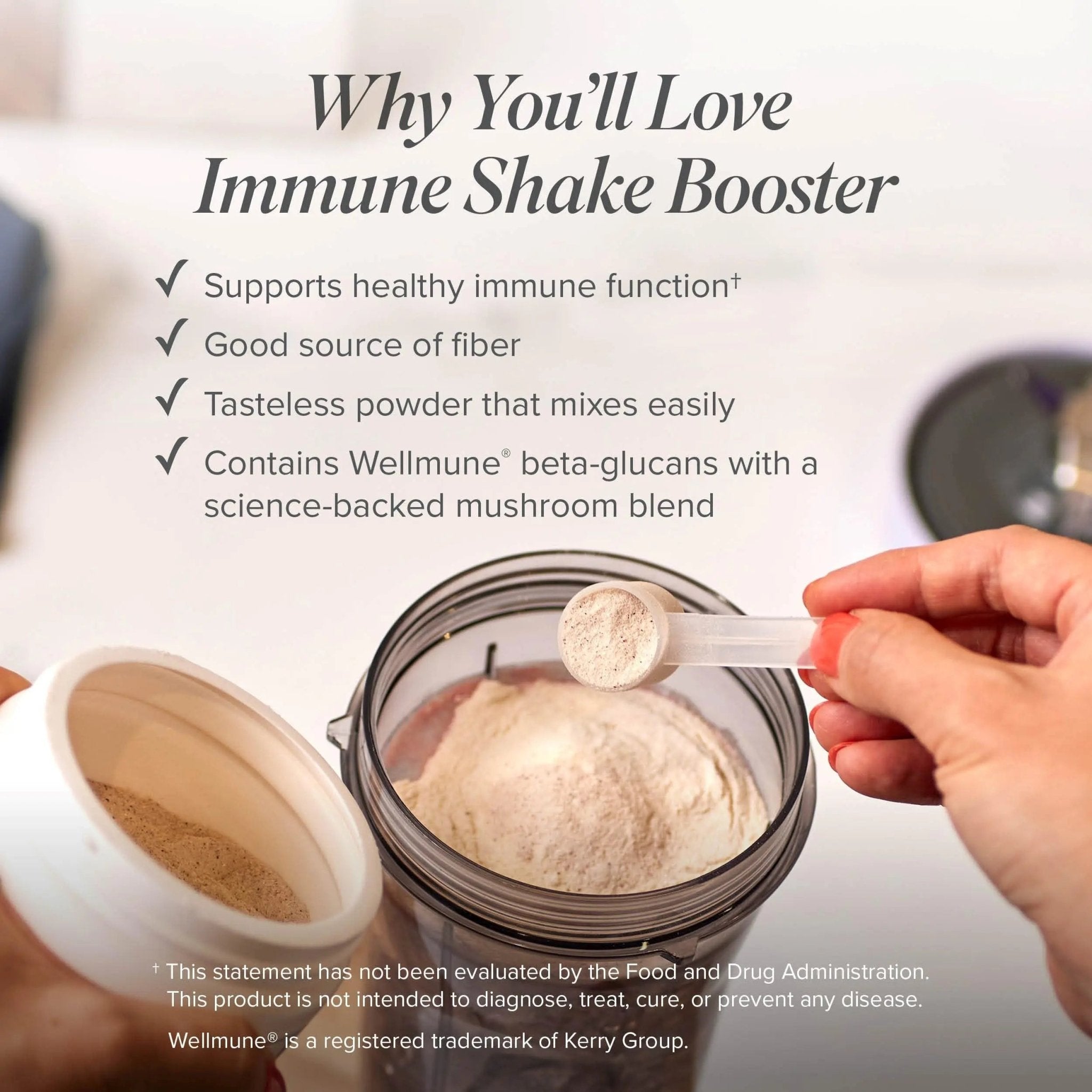 Isagenix Immune Shake Booster - Supports Healthy Immune Function with Wellmune® Beta-Glucans & Mushroom Blend - Unflavored Powder for Easy Mixing - Good Source of Fiber - No Artificial Ingredients - TrustMedUSA