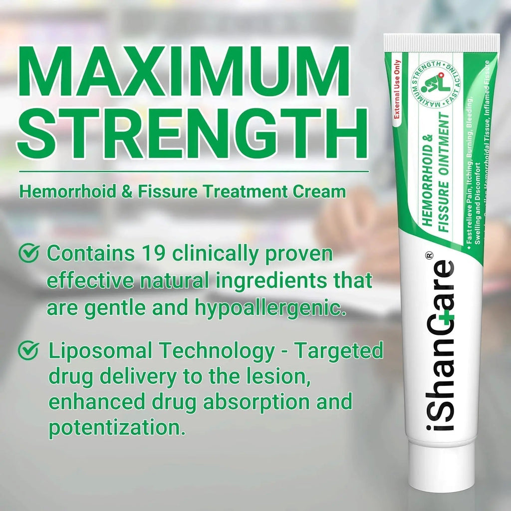 ishancare Hemorrhoid Cream, Hemorrhoid & Fissure Treatment Ointment Extra Strength, Relief Anal Pain, Itching, Bleeding, Swelling, Discomfort, Natural Herbs Fast Acting Ingredients, Contains Vitamin E - TrustMedUSA