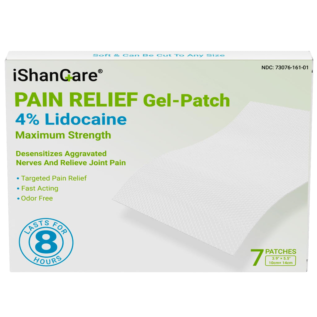 ishancare Maximum Strength Lidocaine Patches 4%, Flexible & Stay-Put Pain Relief for Knees, Elbows, and Lower Back, Fast-Acting Unscented Medicated Patch, 7 Count - TrustMedUSA