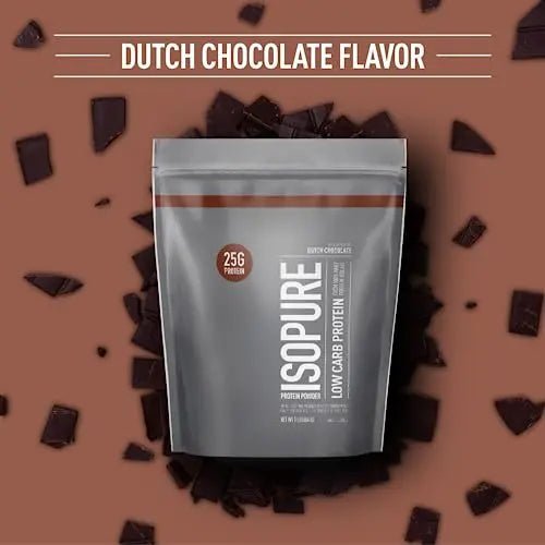 Isopure Dutch Chocolate Whey Isolate Protein Powder with Vitamin C & Zinc for Immune - TrustMedUSA