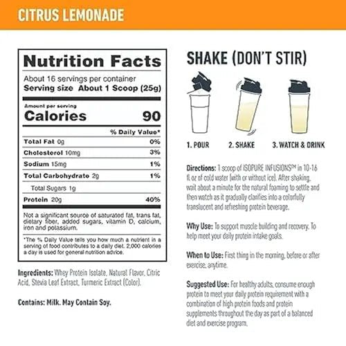Isopure Protein Powder, Clear Whey Isolate Protein, Post Workout Recovery Drink Mix - TrustMedUSA