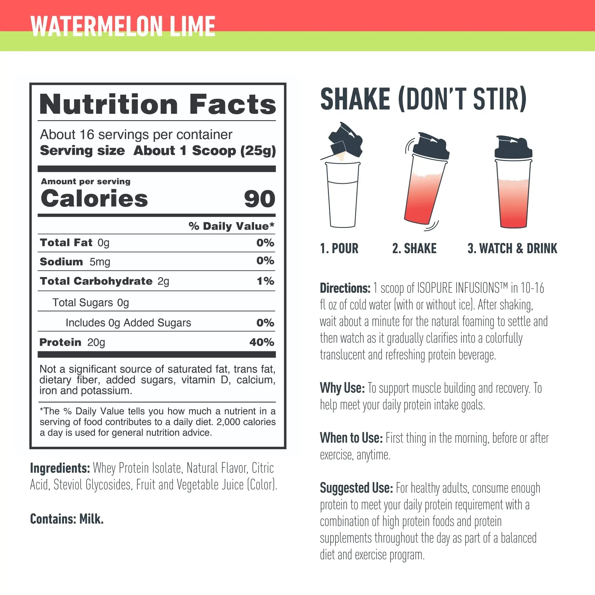 Isopure Protein Powder, Clear Whey Isolate Protein, Post Workout Recovery Drink Mix - TrustMedUSA