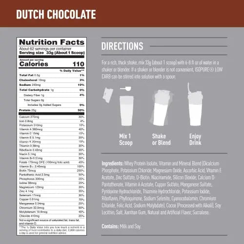 Isopure Protein Powder, Whey Isolate with Vitamin C & Zinc for Immune Support, 25g Protein - TrustMedUSA