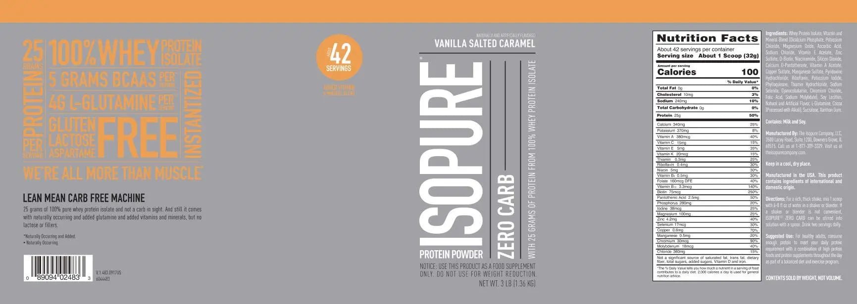Isopure Protein Powder, Zero Carb Whey Isolate with Vitamin C & Zinc for Immune Support - TrustMedUSA