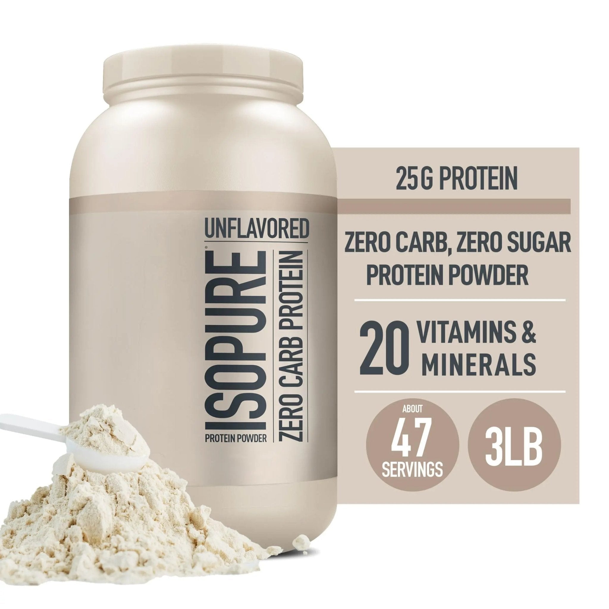 Isopure Unflavored Protein, 25g Whey Isolate, Zero Carb & Keto Friendly, 47 Servings - TrustMedUSA