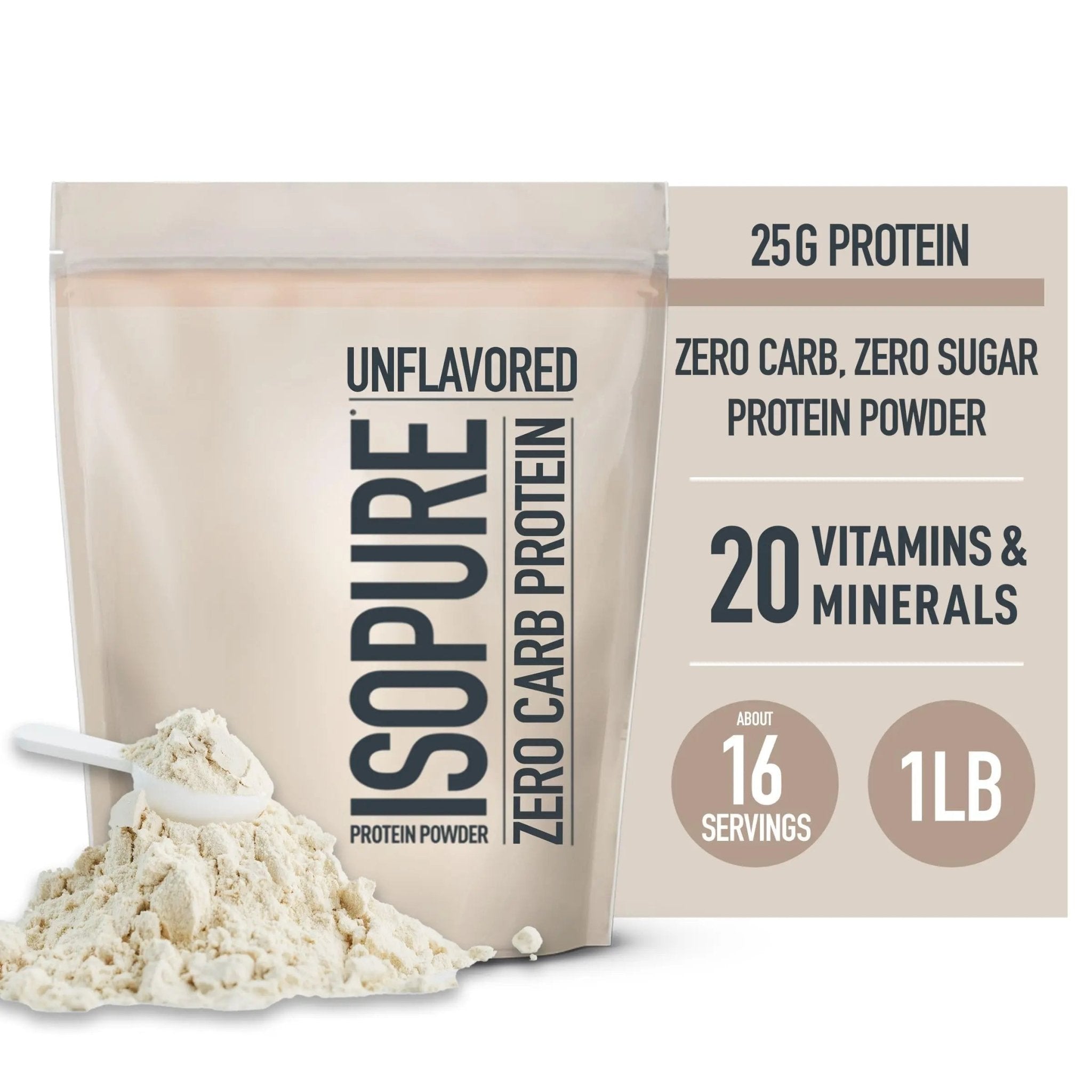 Isopure Unflavored Protein, Whey Isolate, 25g Protein, Zero Carb & Keto Friendly - TrustMedUSA