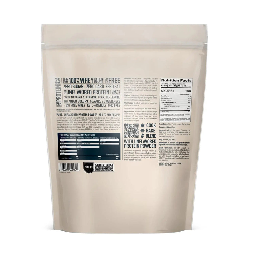 Isopure Unflavored Protein, Whey Isolate, 25g Protein, Zero Carb & Keto Friendly - TrustMedUSA
