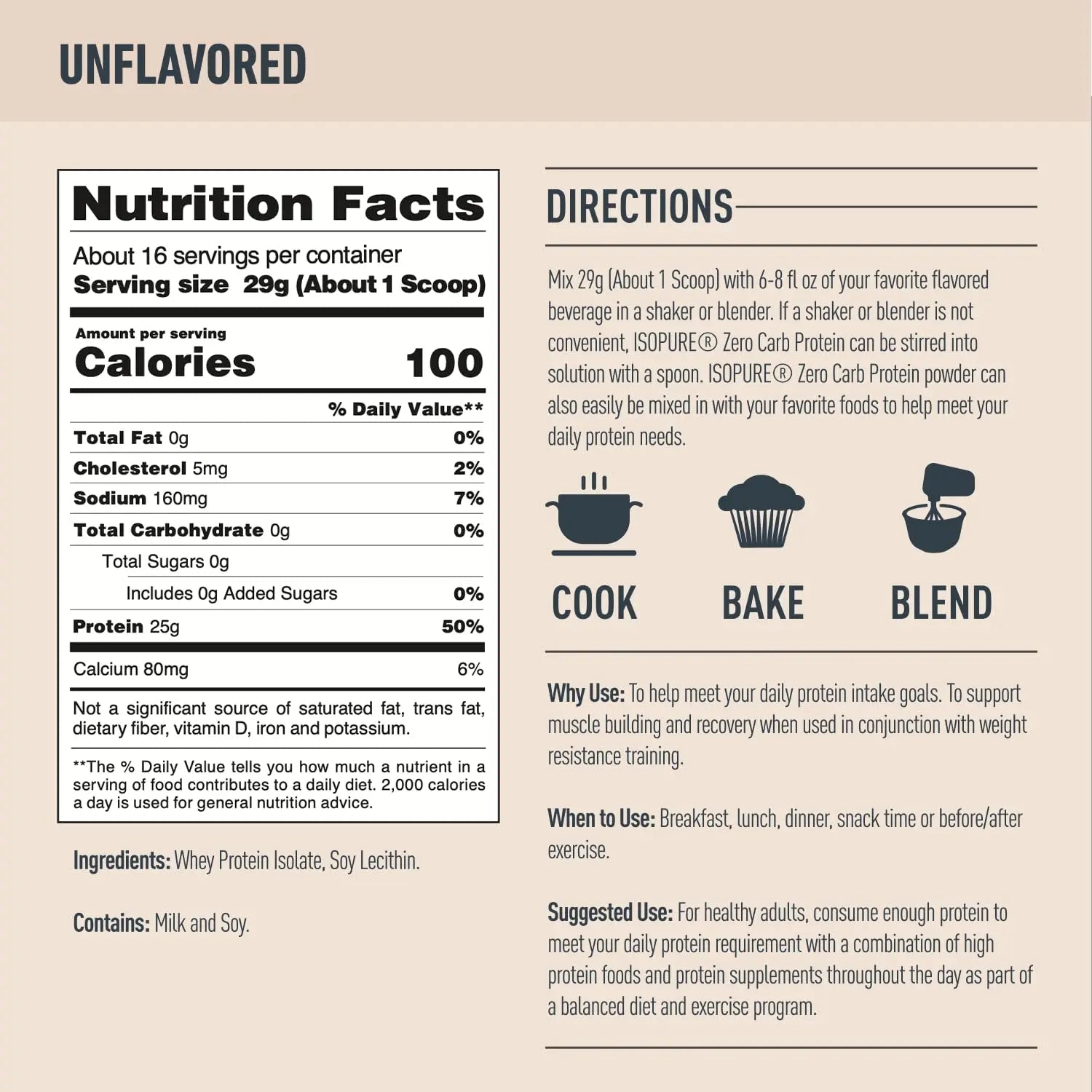 Isopure Unflavored Protein, Whey Isolate, 25g Protein, Zero Carb & Keto Friendly - TrustMedUSA