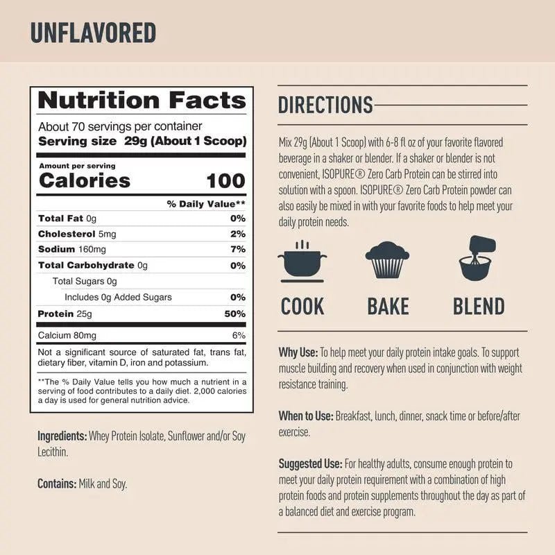 Isopure Zero Carb Unflavored 4.5lb, 70 Servings - TrustMedUSA