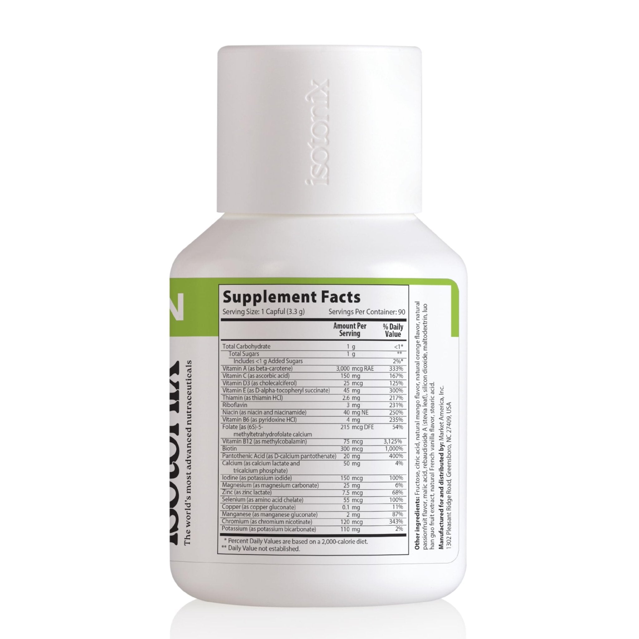Isotonix Multivitamin Powder Without Iron – Methylated B Vitamins, Antioxidant & Mineral Support – Fast-Mix Isotonic Delivery – Vegetarian, Gluten-Free, Non-GMO – Natural Fruit Flavor – 90 Servings - TrustMedUSA