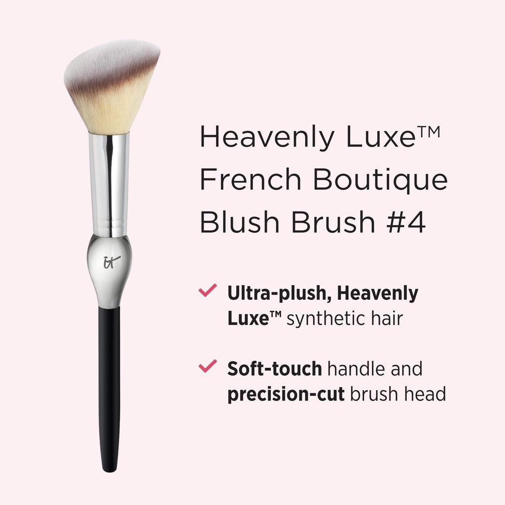 IT Cosmetics Heavenly Luxe French Boutique Blush Brush 4 - Angled Blush Brush for Cheeks - Liquid & Powder Blush Brush - Makeup Brush With Award-Winning Heavenly Luxe Hair - TrustMedUSA