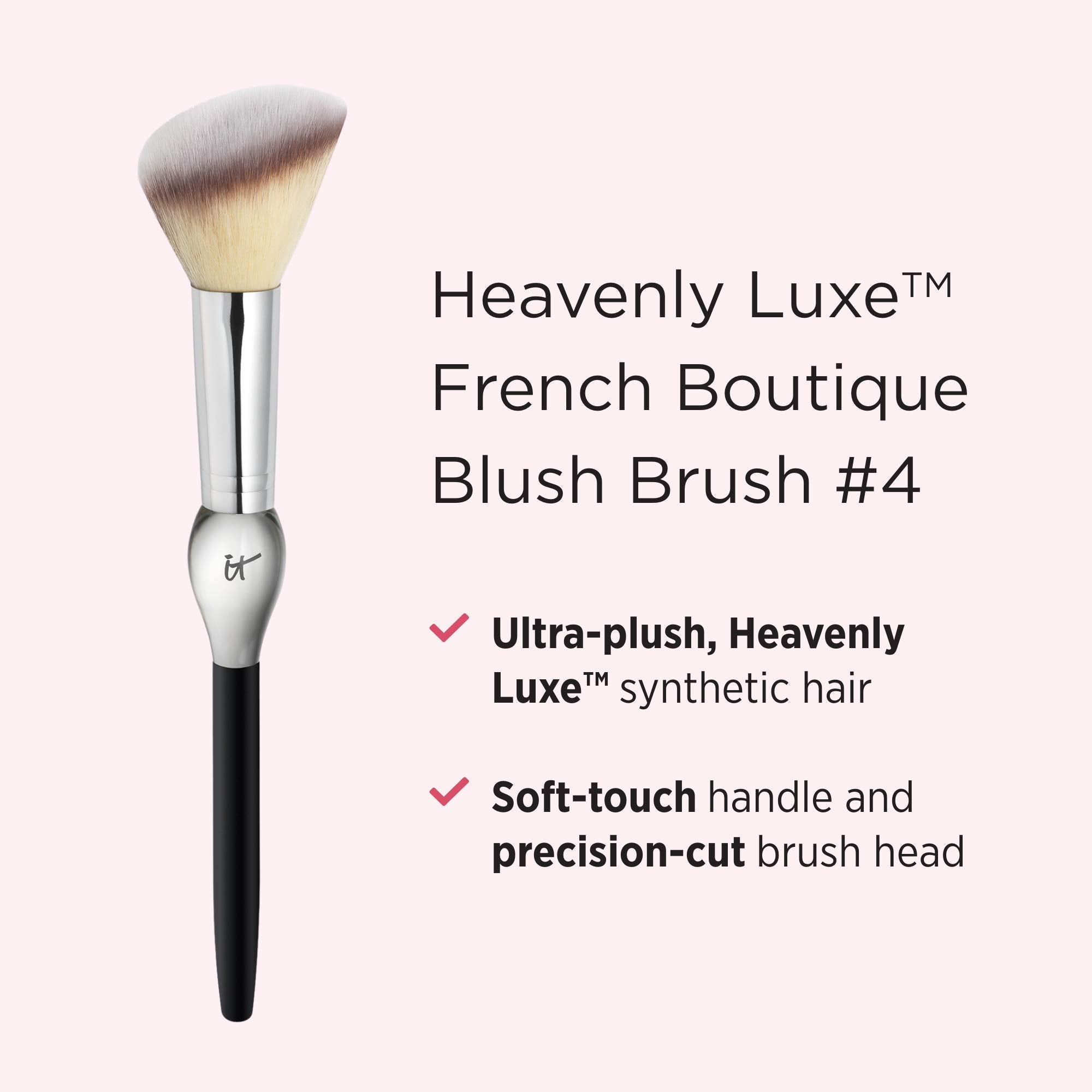 IT Cosmetics Heavenly Luxe French Boutique Blush Brush 4 - Angled Blush Brush for Cheeks - Liquid & Powder Blush Brush - Makeup Brush With Award-Winning Heavenly Luxe Hair - TrustMedUSA