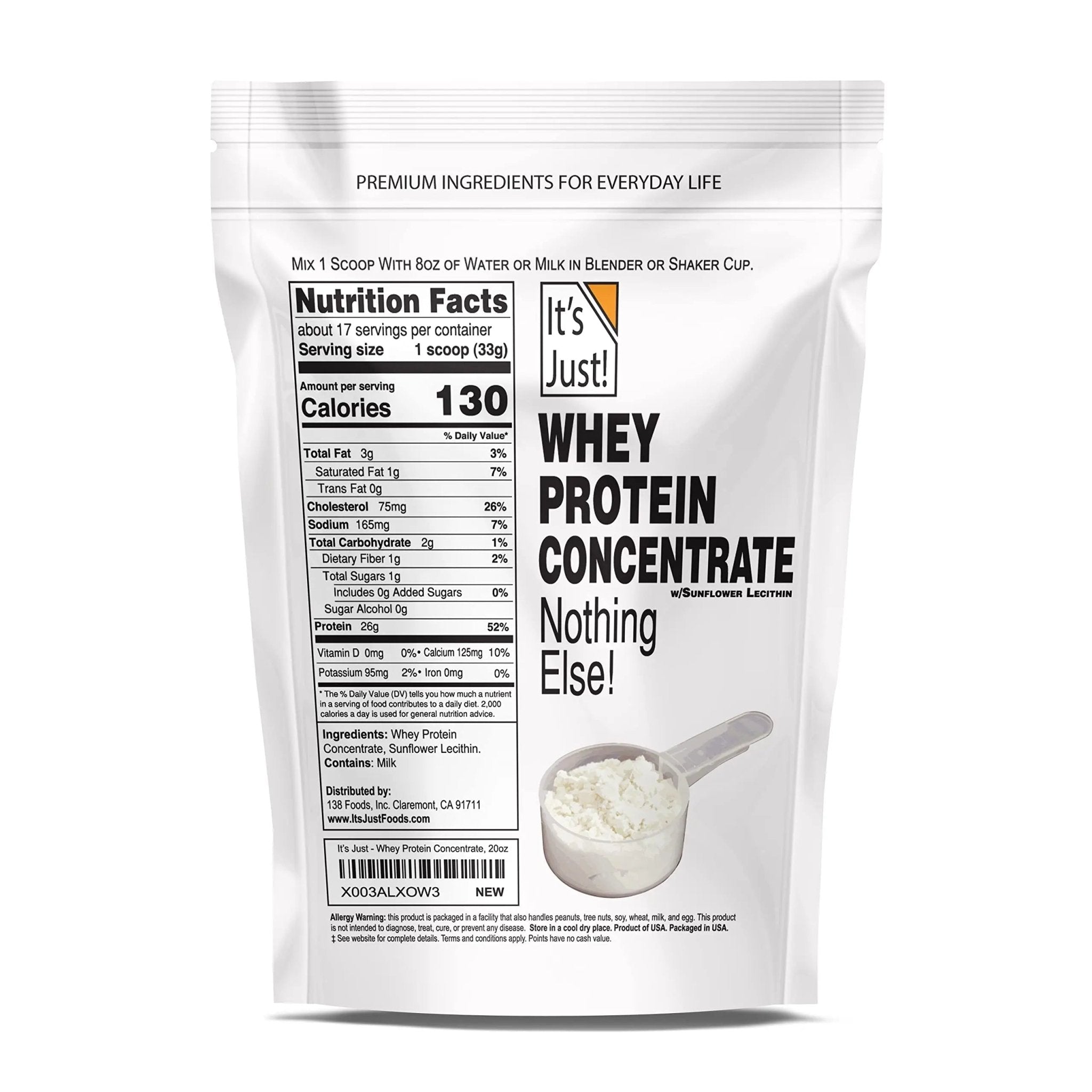 It's Just! - 100% Whey Protein Concentrate, Made in USA, Premium WPC-80, No Added - TrustMedUSA