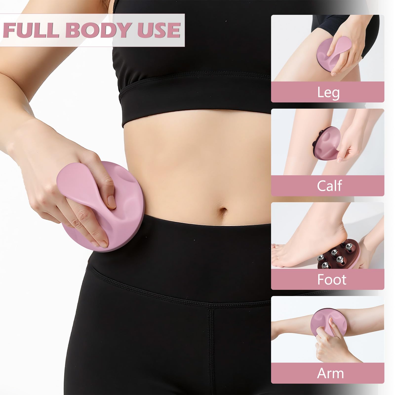 iunxkmi Lymphatic Massage Roller for Cellulite Remover Body Sculpting - Handheld Cellulite Massage Tool for Body Bloat Blood Circulation Lymphatic Drainage Pink - Maple Wellness Supplements