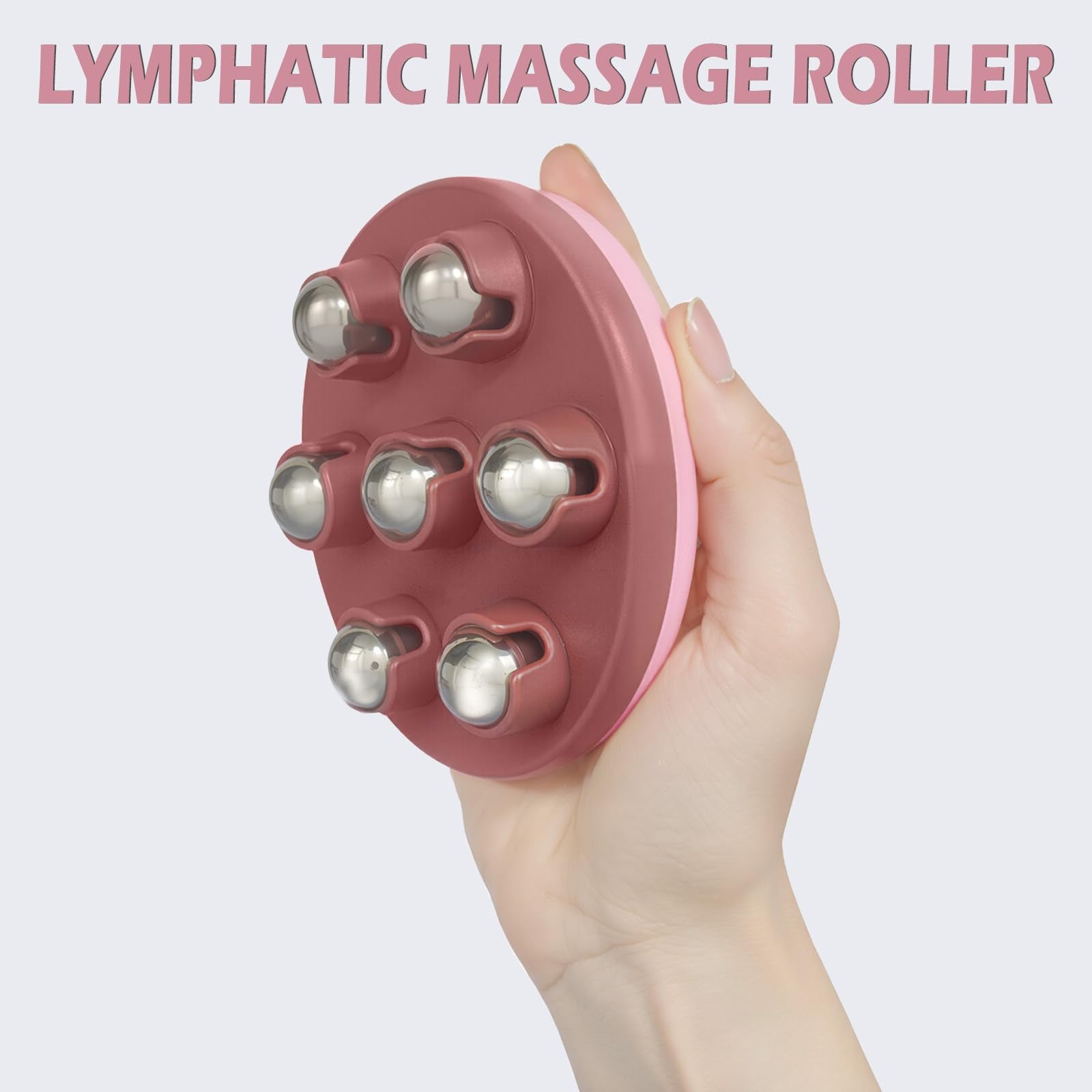 iunxkmi Lymphatic Massage Roller for Cellulite Remover Body Sculpting - Handheld Cellulite Massage Tool for Body Bloat Blood Circulation Lymphatic Drainage Pink - Maple Wellness Supplements