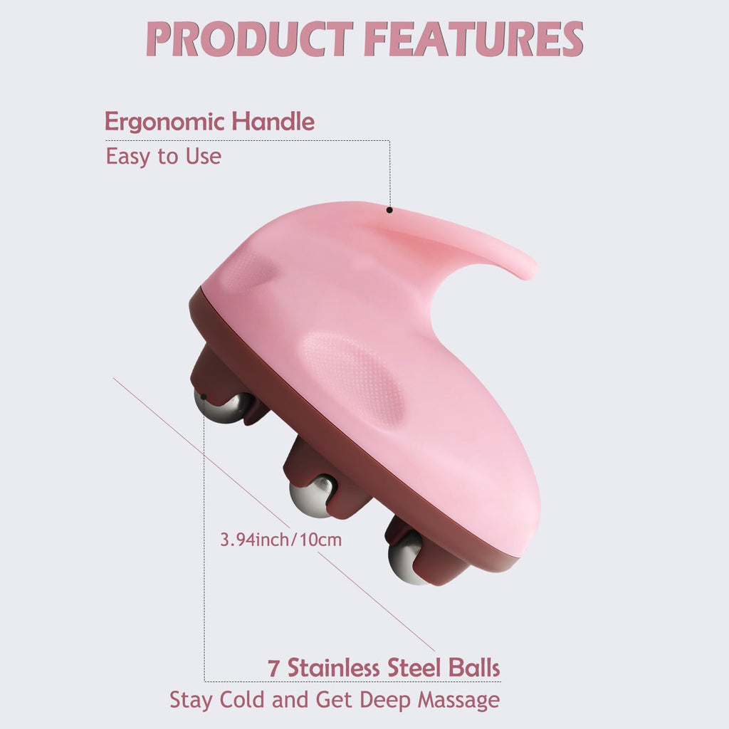 iunxkmi Lymphatic Massage Roller for Cellulite Remover Body Sculpting - Handheld Cellulite Massage Tool for Body Bloat Blood Circulation Lymphatic Drainage Pink - Maple Wellness Supplements