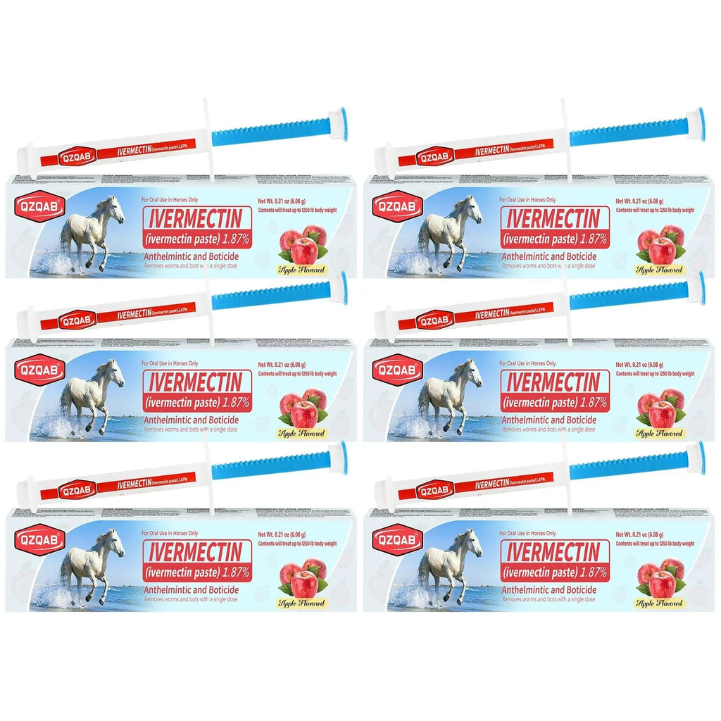 Ivermectin Horse Paste Dewormer , Horse Wormer Paste, Apple Flavor, 0.21 Ounces, 6 Pack - TrustMedUSA