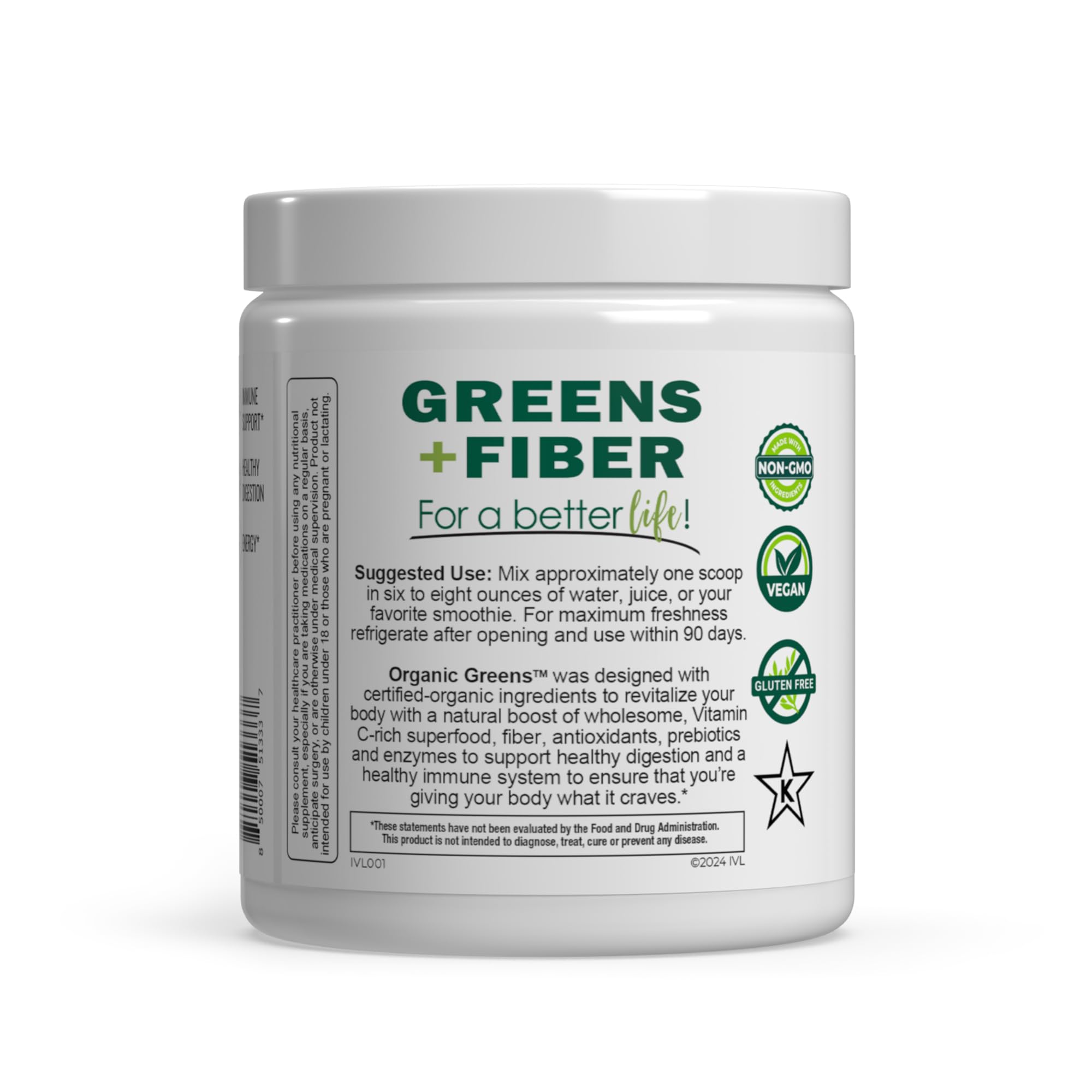 IVL - Organic Greens - Organic Superfood Drink - Loaded with Antioxidants, Micronutrients, Prebiotics & Probiotics - for Immune Support, Digestive Health - Great Taste (1 Pack, 30 Servings) - TrustMedUSA