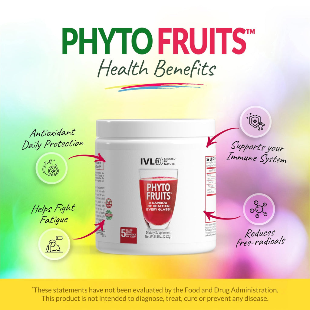 IVL - Phyto Fruits Superfood Powder - Support Energy - Digestive & Probiotic - Antioxidant - Vegan - 40 Fruits and Nutrients Plus 6 Probiotic Strains (30 Servings, 8.88 oz) - TrustMedUSA