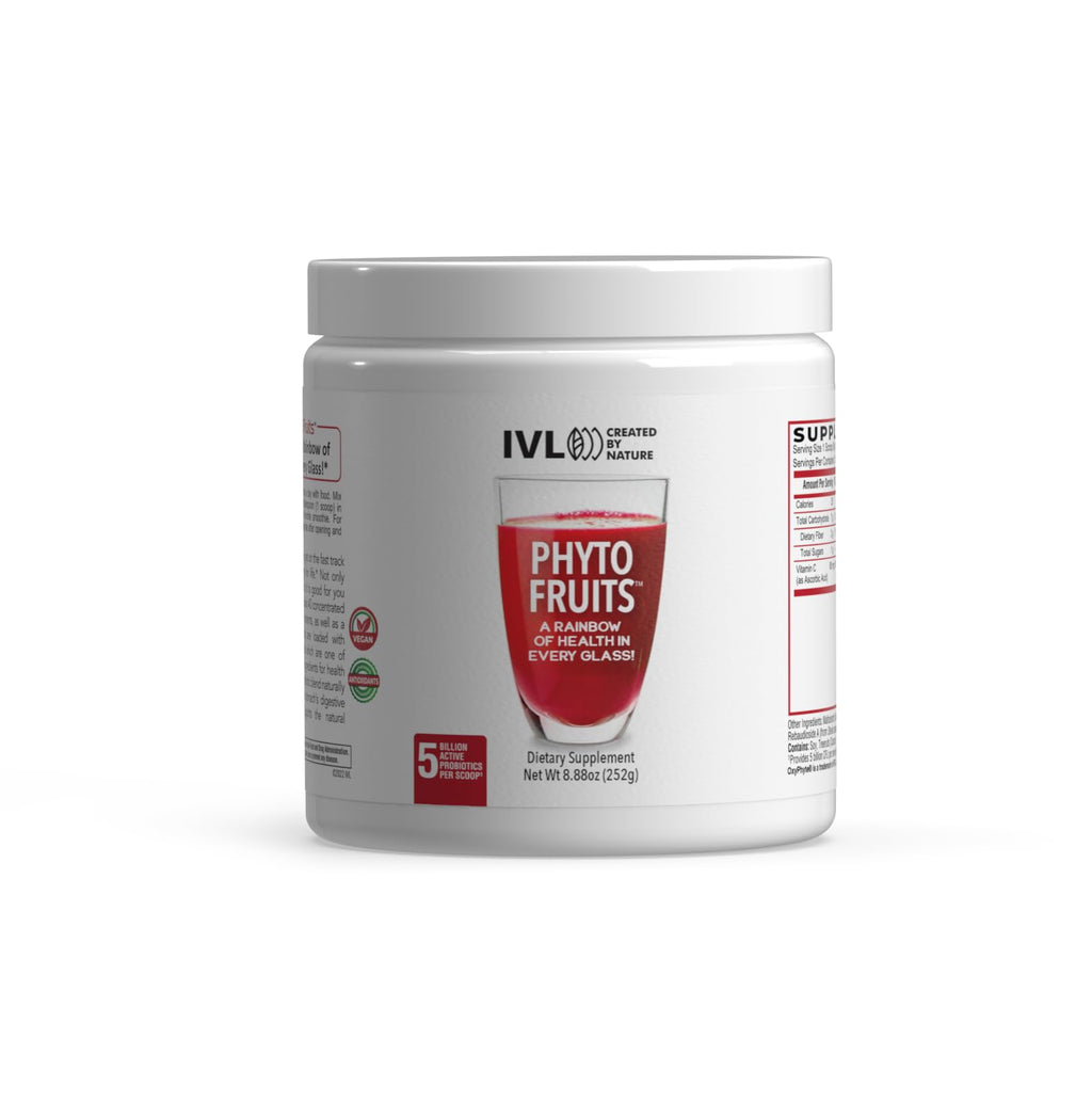 IVL - Phyto Fruits Superfood Powder - Support Energy - Digestive & Probiotic - Antioxidant - Vegan - 40 Fruits and Nutrients Plus 6 Probiotic Strains (30 Servings, 8.88 oz) - TrustMedUSA