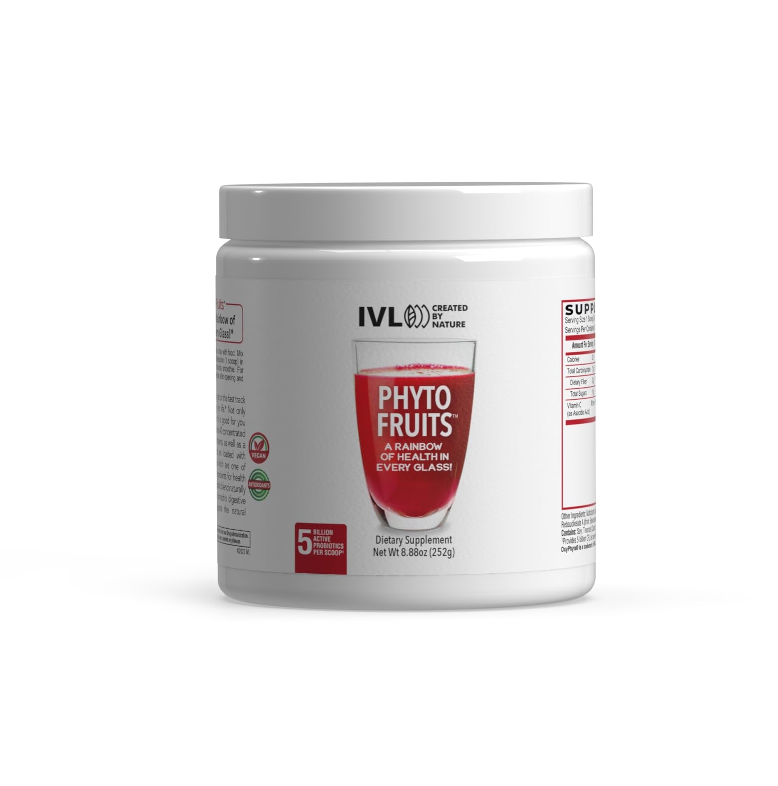 IVL - Phyto Fruits Superfood Powder - Support Energy - Digestive & Probiotic - Antioxidant - Vegan - 40 Fruits and Nutrients Plus 6 Probiotic Strains (30 Servings, 8.88 oz) - TrustMedUSA
