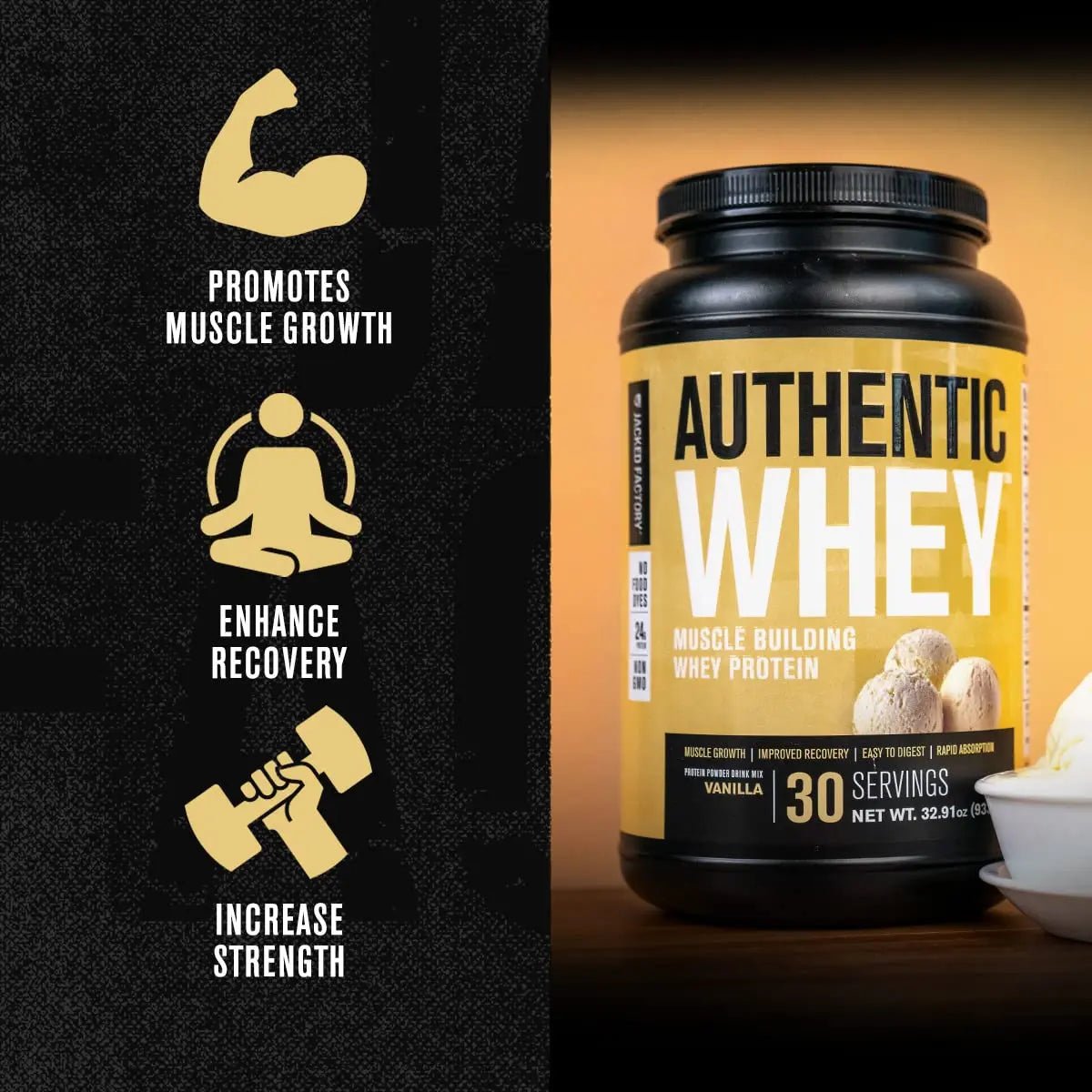 Jacked Factory Authentic Whey Muscle Building Whey Protein Powder - Low Carb - TrustMedUSA